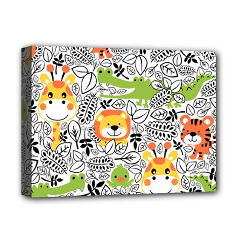 Seamless Pattern With Wildlife Cartoon Deluxe Canvas 16  X 12  (stretched)  by Simbadda