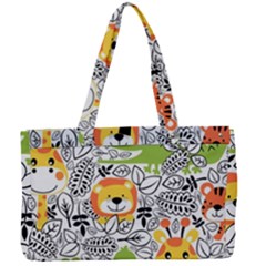 Seamless Pattern With Wildlife Cartoon Canvas Work Bag by Simbadda