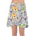 Seamless Pattern With Wildlife Cartoon Wrap Front Skirt View1