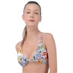 Seamless Pattern With Wildlife Cartoon Knot Up Bikini Top by Simbadda