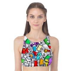 Graffiti Characters Seamless Pattern Tank Bikini Top by Simbadda