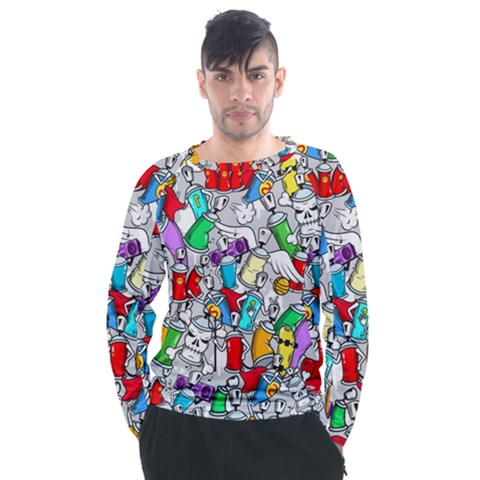 Graffiti Characters Seamless Pattern Men s Long Sleeve Raglan Tee by Simbadda