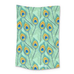 Lovely Peacock Feather Pattern With Flat Design Small Tapestry by Simbadda