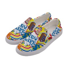 Colorful City Life Horizontal Seamless Pattern Urban City Women s Canvas Slip Ons by Simbadda