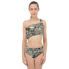 Four Hand Drawn City Patterns Spliced Up Two Piece Swimsuit by Simbadda