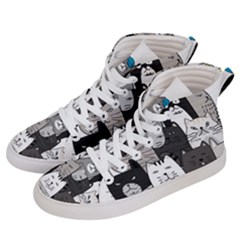 Cute Cat Hand Drawn Cartoon Style Women s Hi-top Skate Sneakers by Simbadda