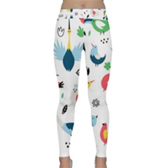 Vector Set Isolates With Cute Bird Scandinavian Style Classic Yoga Leggings by Simbadda