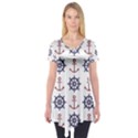 Nautical-seamless-pattern Short Sleeve Tunic  View1