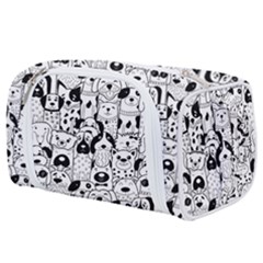 Seamless-pattern-with-black-white-doodle-dogs Toiletries Pouch by Simbadda