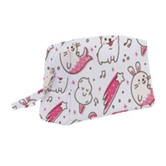 Cute-animals-seamless-pattern-kawaii-doodle-style Wristlet Pouch Bag (medium) by Simbadda