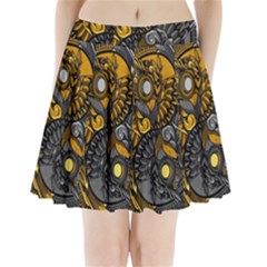 Yin-yang-owl-doodle-ornament-illustration Pleated Mini Skirt by Simbadda