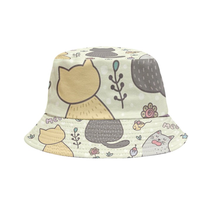 Funny Cartoon Cat Seamless Pattern Inside Out Bucket Hat