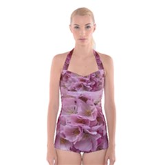 Cherry-blossoms Boyleg Halter Swimsuit  by Excel