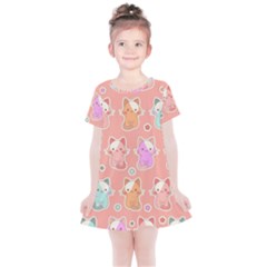 Cute-kawaii-kittens-seamless-pattern Kids  Simple Cotton Dress by Simbadda