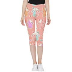 Cute-kawaii-kittens-seamless-pattern Inside Out Lightweight Velour Capri Leggings  by Simbadda