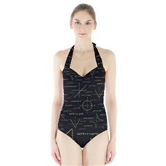 Abstract-math Pattern Halter Swimsuit by Simbadda