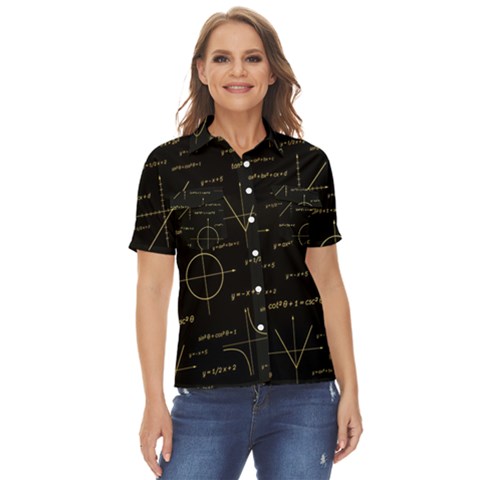 Abstract-math Pattern Women s Short Sleeve Double Pocket Shirt by Simbadda