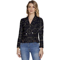 Abstract-math Pattern Women s Long Sleeve Revers Collar Cropped Jacket by Simbadda