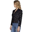 Abstract-math Pattern Women s Long Sleeve Revers Collar Cropped Jacket View2