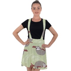 Sloths-pattern-design Velvet Suspender Skater Skirt by Simbadda