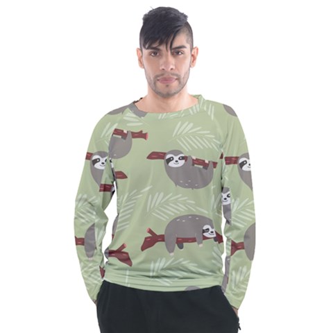 Sloths-pattern-design Men s Long Sleeve Raglan Tee by Simbadda