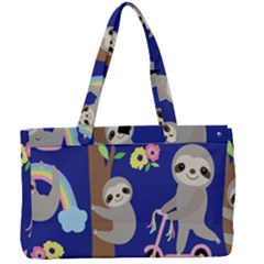 Hand-drawn-cute-sloth-pattern-background Canvas Work Bag by Simbadda