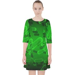 Green-rod-shaped-bacteria Quarter Sleeve Pocket Dress by Simbadda