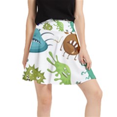 Dangerous-streptococcus-lactobacillus-staphylococcus-others-microbes-cartoon-style-vector-seamless-p Waistband Skirt by Simbadda