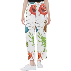 Dangerous-streptococcus-lactobacillus-staphylococcus-others-microbes-cartoon-style-vector-seamless-p Women s Pants  by Simbadda