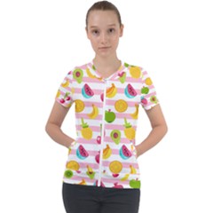 Tropical-fruits-berries-seamless-pattern Short Sleeve Zip Up Jacket by Simbadda