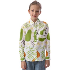 Seamless-tropical-pattern-with-papaya Kids  Long Sleeve Shirt by Simbadda