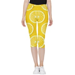 Lemon-fruits-slice-seamless-pattern Inside Out Lightweight Velour Capri Leggings  by Simbadda