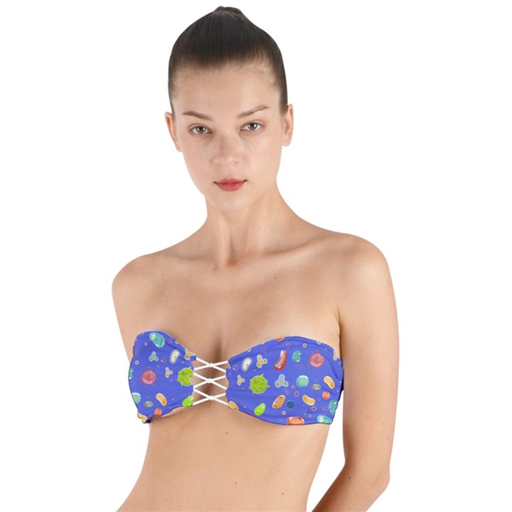 Virus-seamless-pattern Twist Bandeau Bikini Top