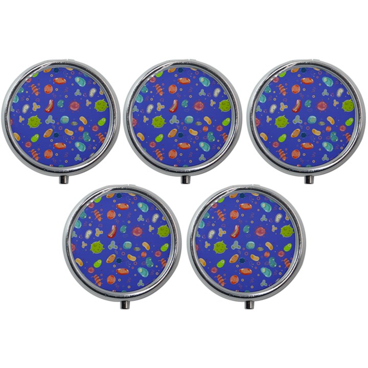 Virus-seamless-pattern Mini Round Pill Box (Pack of 5)