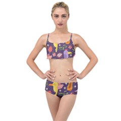 Exotic-seamless-pattern-with-parrots-fruits Layered Top Bikini Set by Simbadda