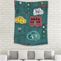 Seamless-pattern-hand-drawn-with-vehicles-buildings-road Medium Tapestry View2