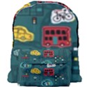 Seamless-pattern-hand-drawn-with-vehicles-buildings-road Giant Full Print Backpack View1