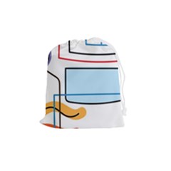 Sketch Line Art Doodles Design Drawstring Pouch (medium) by Grandong