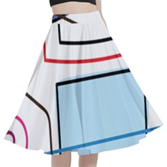 Sketch Line Art Doodles Design A-line Full Circle Midi Skirt With Pocket by Grandong