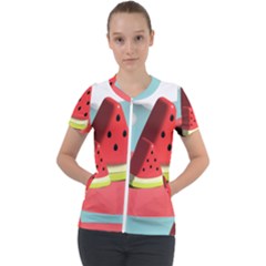 Strawberries Fruit Short Sleeve Zip Up Jacket by Grandong