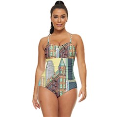 Building Urban Architecture Tower Retro Full Coverage Swimsuit by Grandong