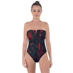 A Dark City Vector Tie Back One Piece Swimsuit by Proyonanggan