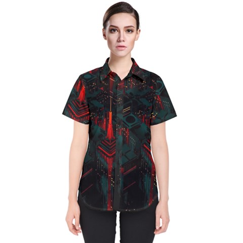 A Dark City Vector Women s Short Sleeve Shirt by Proyonanggan