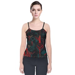 A Dark City Vector Velvet Spaghetti Strap Top by Proyonanggan