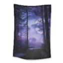 Moonlit A Forest At Night With A Full Moon Small Tapestry View1