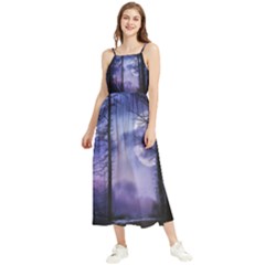 Moonlit A Forest At Night With A Full Moon Boho Sleeveless Summer Dress by Proyonanggan