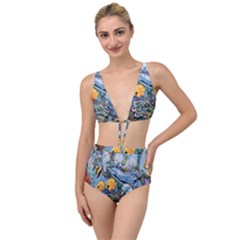 Colorful Aquatic Life Wall Mural Tied Up Two Piece Swimsuit by Proyonanggan