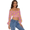 Rubber duck pattern Long Sleeve Crinkled Weave Crop Top View3