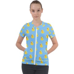 Rubber Duck Pattern Short Sleeve Zip Up Jacket by Valentinaart