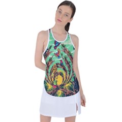 Monkey Tiger Bird Parrot Forest Jungle Style Racer Back Mesh Tank Top by Grandong